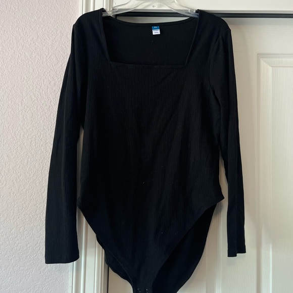 TWO Old Navy square neck long sleeve bodysuits, baby pink or black, XXL - Picture 4 of 6